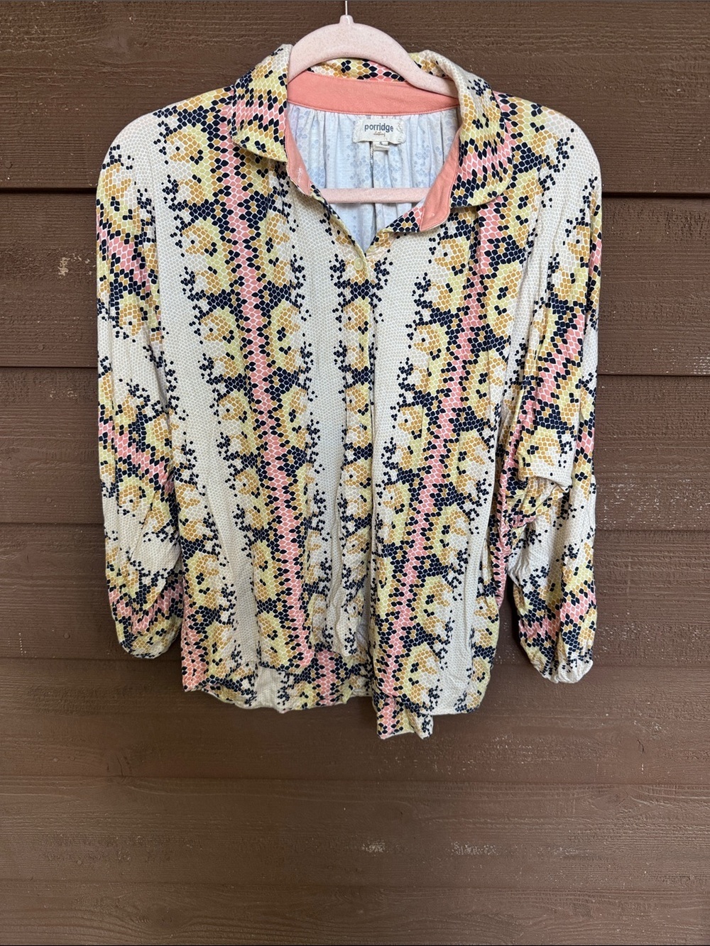 Porridge Anthropologie Women’s Cream Button-Down Shirt size Small